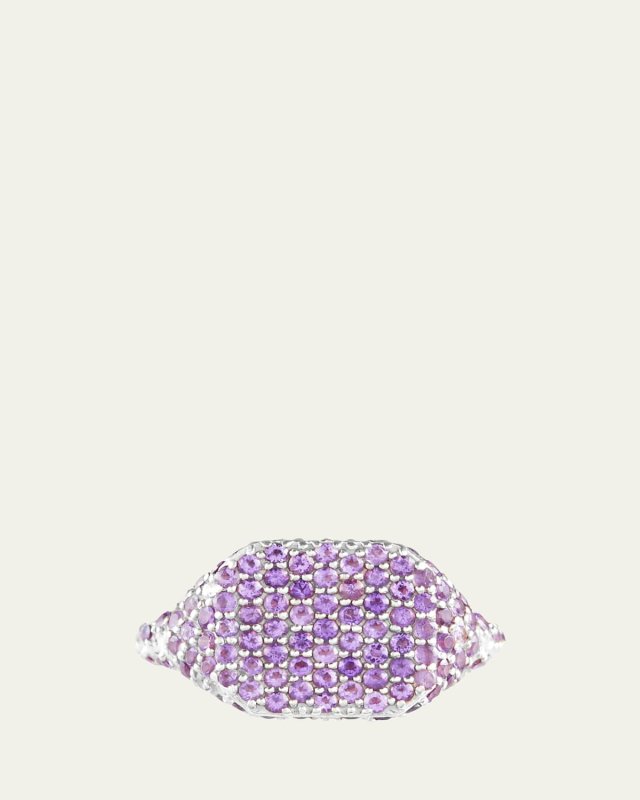 Amethyst Ring in Rhodium-Plated Sterling Silver